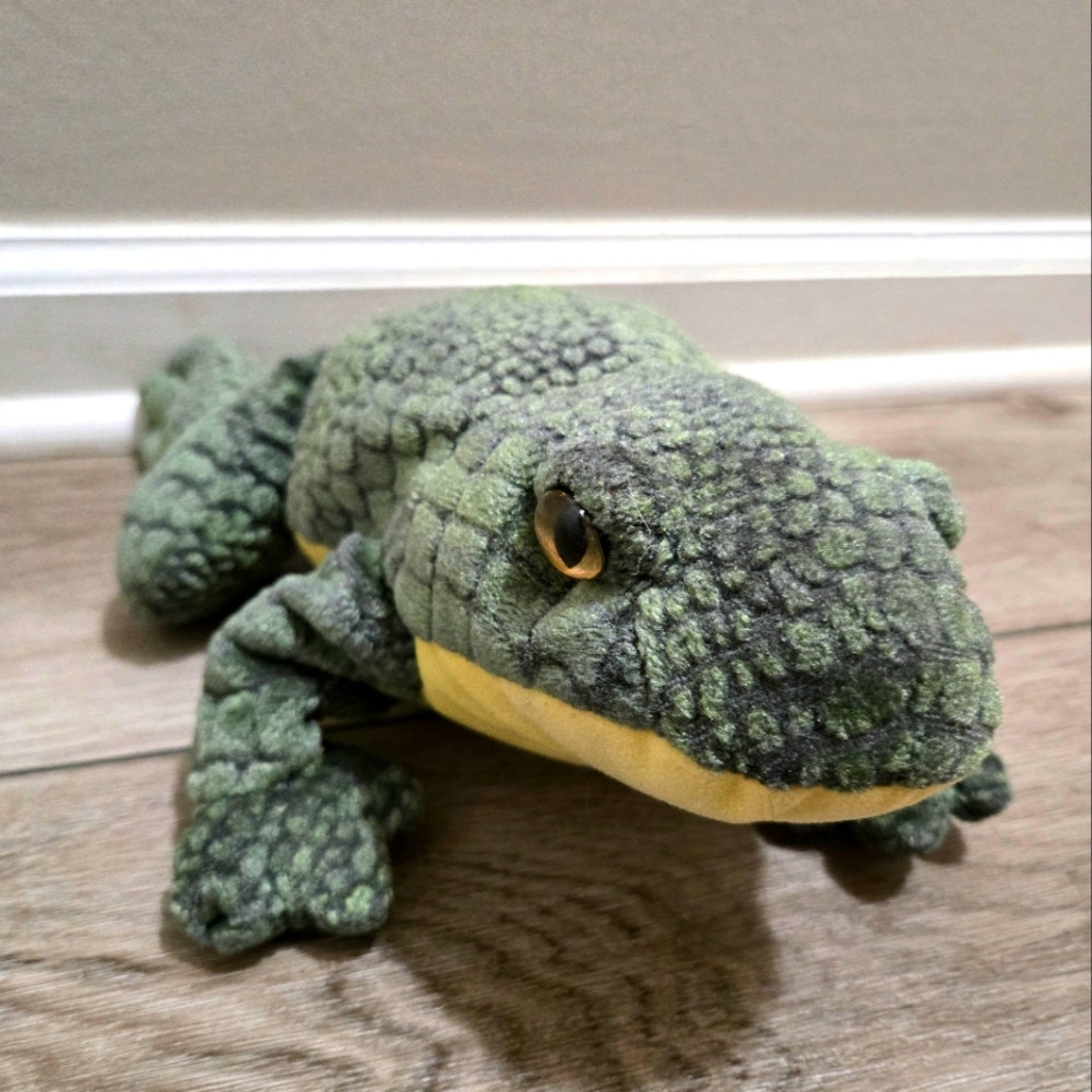 Ty PONDER the Frog 11" Plush Stuffed Animal Toy Green Yellow Large